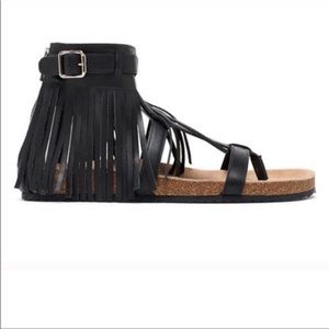 Loeffler Randall leather fringe sandals sz 8